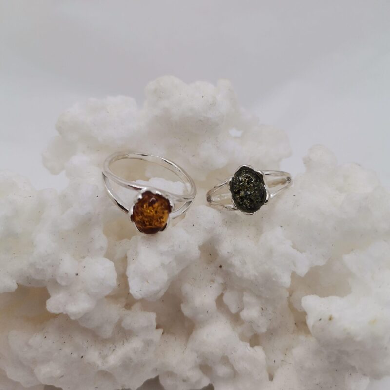 ANILLO AMBAR Y PLATA OVALADO 40