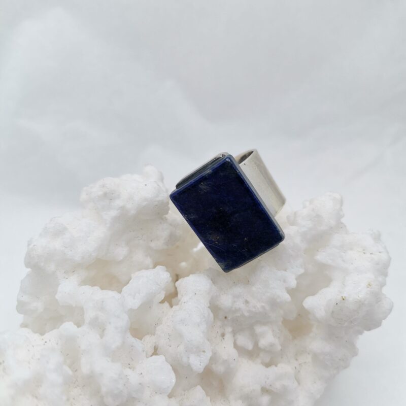 ANILLO PLATA ASIMETRICA Y LAPISLAZULI RECTANGULO