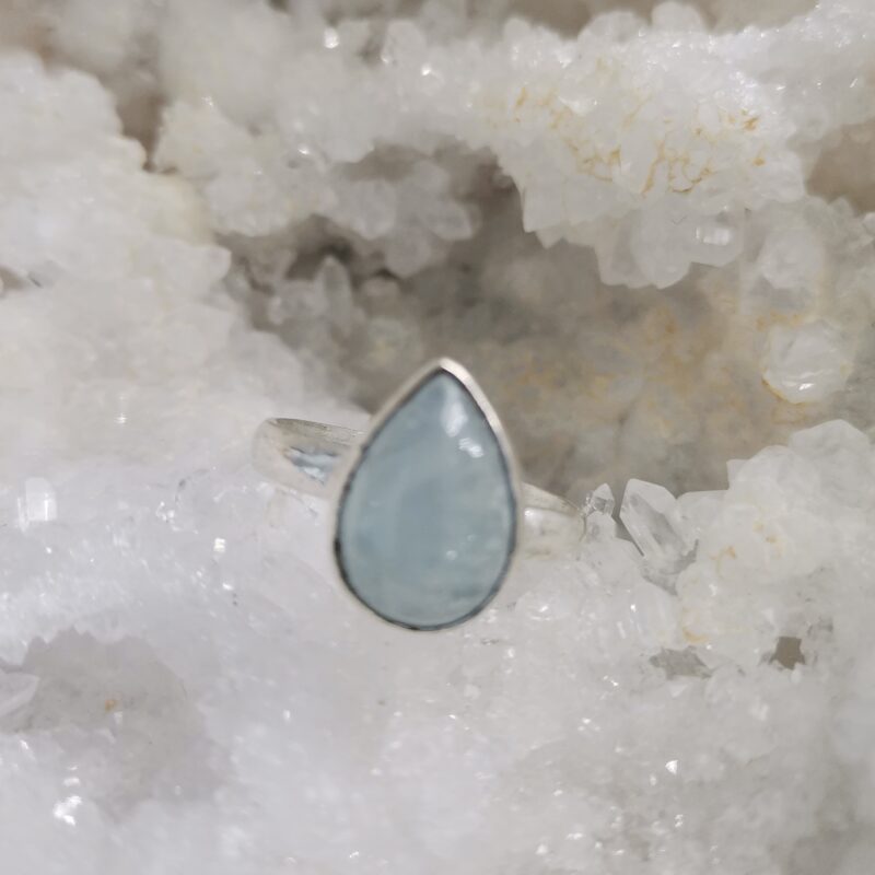 ANILLO PLATA AGUAMARINA GOTA ADAPTABLE