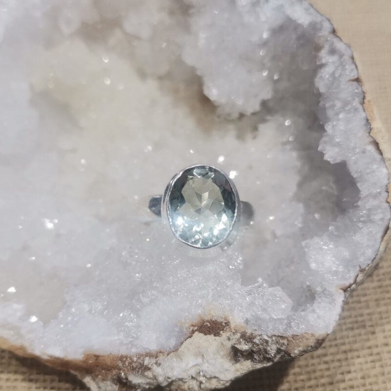 ANILLO PLATA PRASIOLITA ADAPTABLE