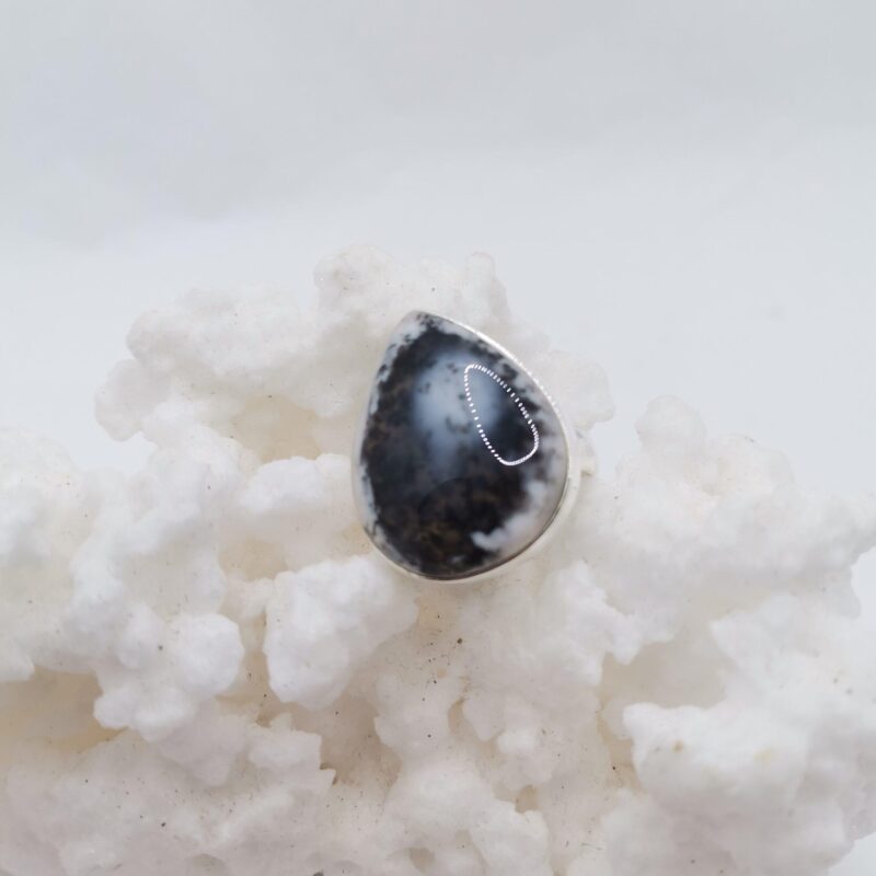 ANILLO PLATA Y AGATA MUSGO GOTA