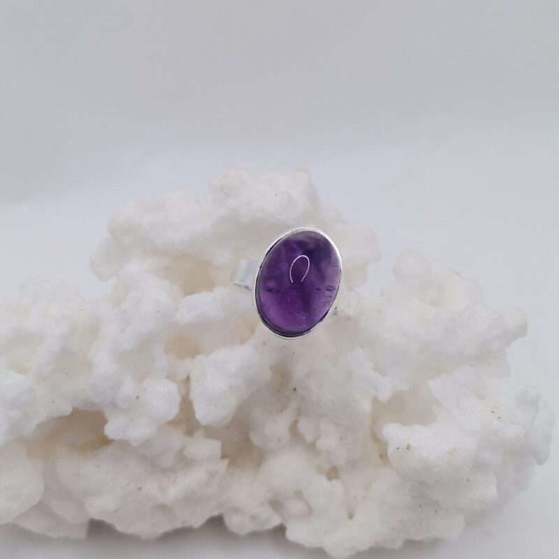 ANILLO PLATA Y AMATISTA OVALADO ADAPTABLE