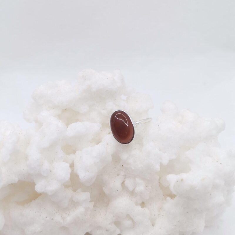 ANILLO PLATA Y AVENTURINA ROJA EN ALTO