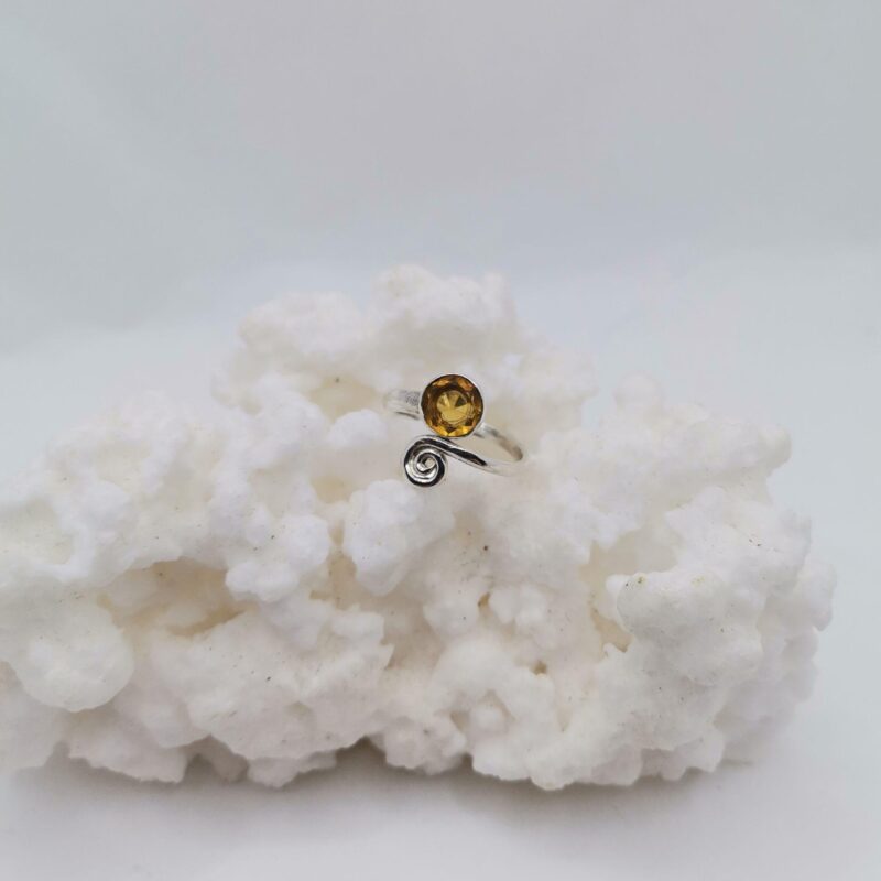 ANILLO PLATA Y CITRINO AMARILLO ESPIRAL ADAPTABLE