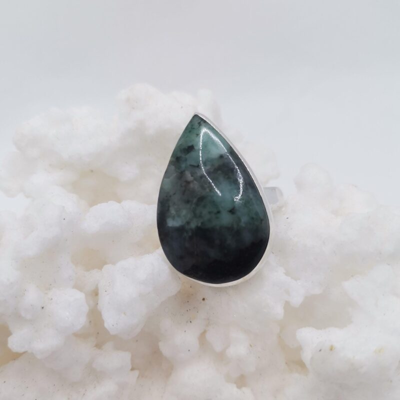 ANILLO PLATA Y ESMERALDA GOTA