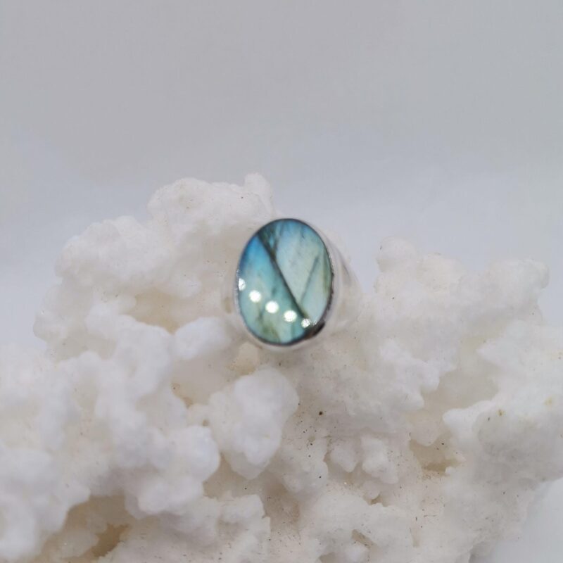 ANILLO PLATA LABRADORITA OVALADA ADAPTABLE