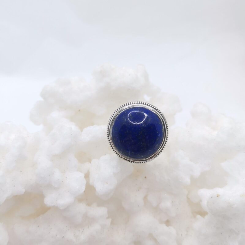 ANILLO PLATA Y LAPISLAZULI REDONDO GRABADO 65