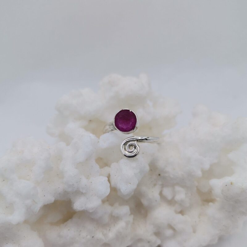 ANILLO PLATA Y RUBI ESPIRAL ADAPTABLE