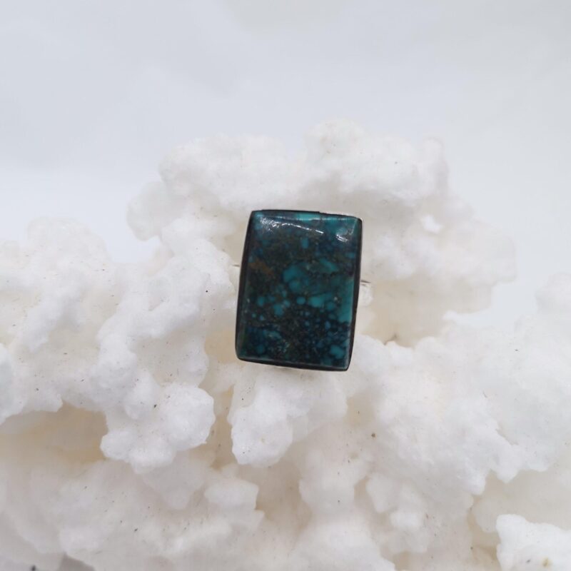 ANILLO PLATA Y TURQUESA RECTANGULAR 60
