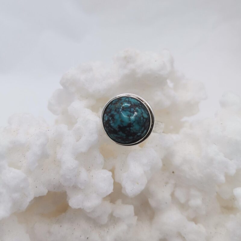 ANILLO PLATA Y TURQUESA REDONDO 45