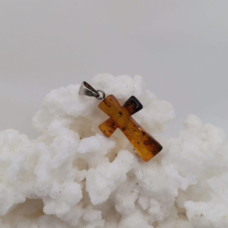 COLGANTE AMBAR PLATA CRUZ 55