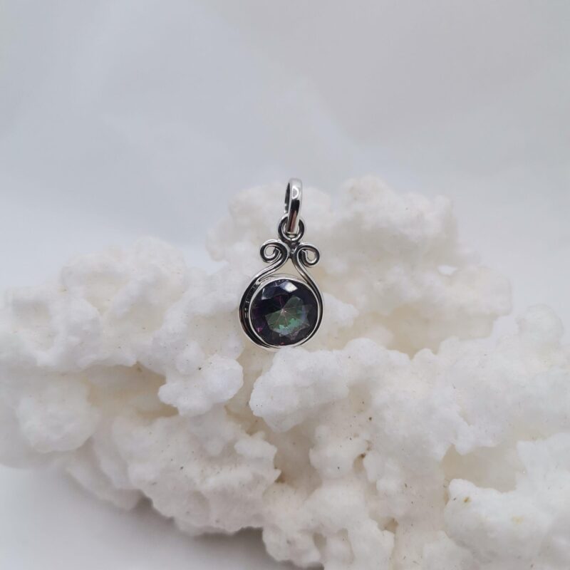 COLGANTE PLATA CUARZO TITANIO REDONDO TALLA JOYERIA GRABADO SUPERIOR