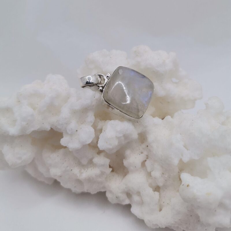 COLGANTE PLATA PIEDRA LUNA CUADRADO