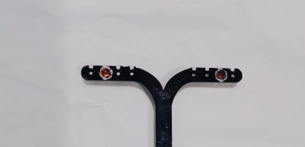 PENDIENTE AMBAR ESFERA 4 MM PLATA ROSCA FLOR - Imagen 2