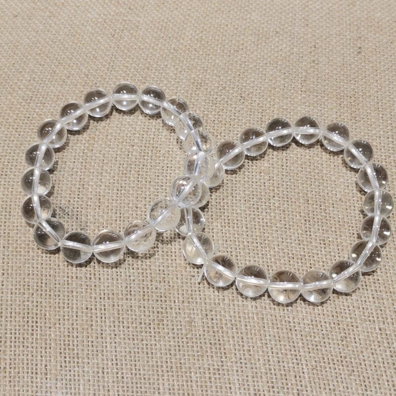PULSERA MINERAL 10 MM CUARZO BLANCO HOMBRE