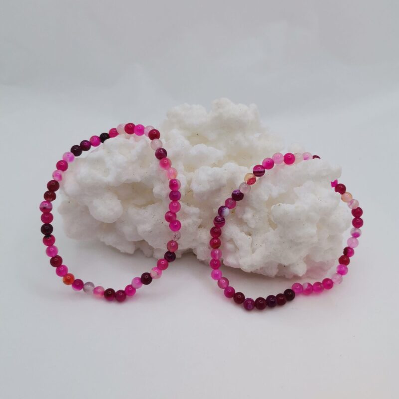 PULSERA MINERAL 4 MM AGATA ROSA