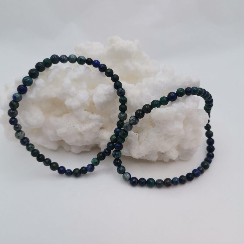 PULSERA MINERAL 4 MM AZURITA CON MALAQUITA
