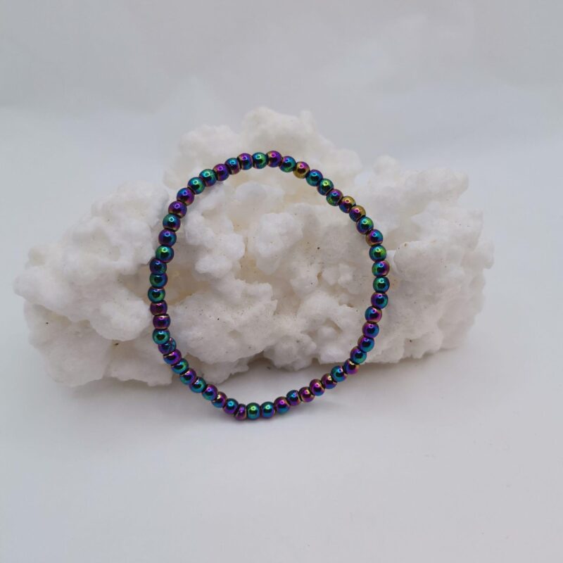 PULSERA MINERAL 4 MM HEMATITE TITANIO