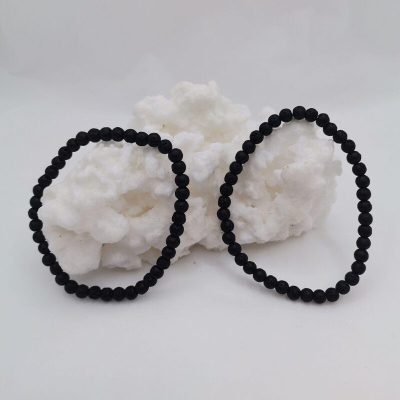 PULSERA MINERAL 4 MM LAVA O PIEDRA VOLCANICA