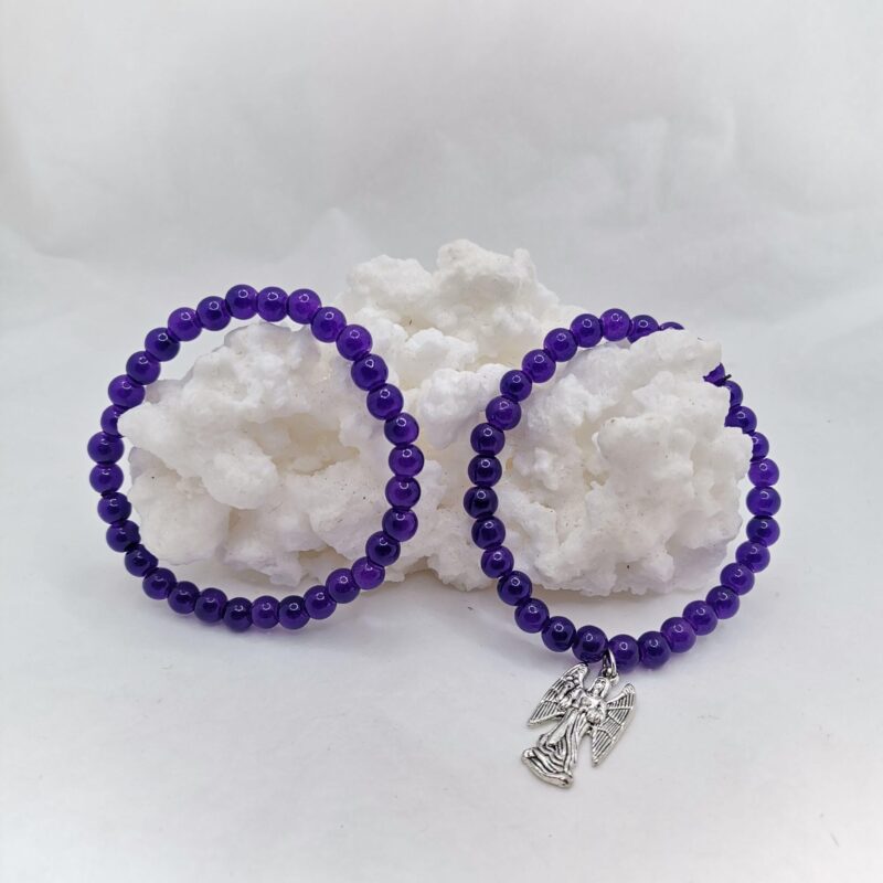PULSERA MINERAL 6 MM AGATA MORADA