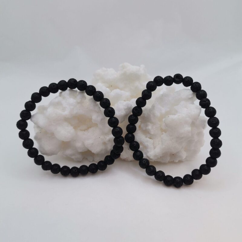 PULSERA MINERAL 6 MM LAVA O PIEDRA VOLCANICA