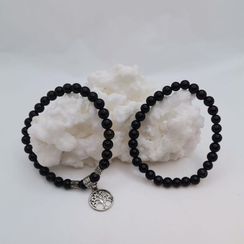 PULSERA MINERAL 6 MM OBSIDIANA NEGRA