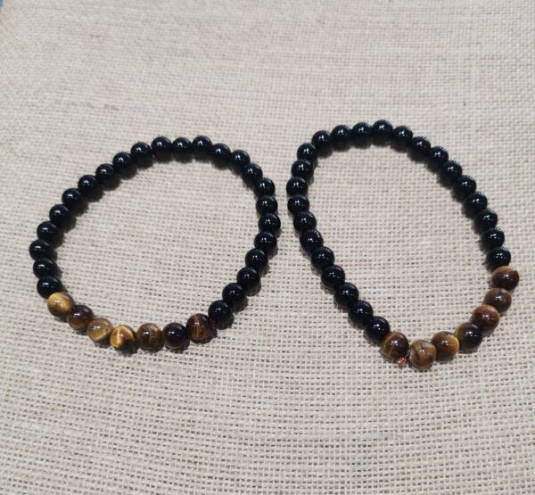 PULSERA MINERAL 8 MM OBSIDIANA Y OJO DE TIGRE