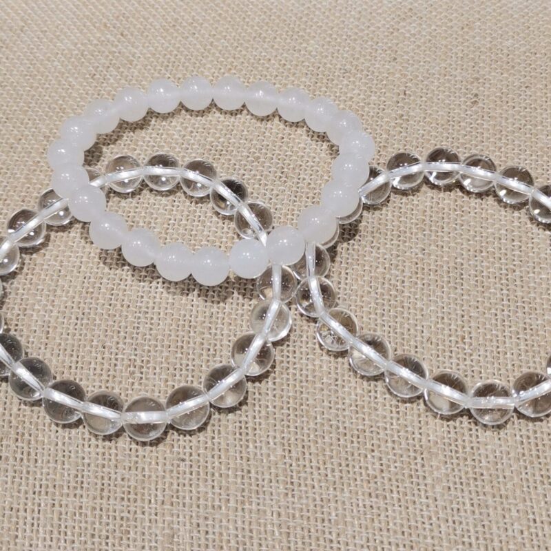 PULSERA MINERAL 8 MM CUARZO BLANCO