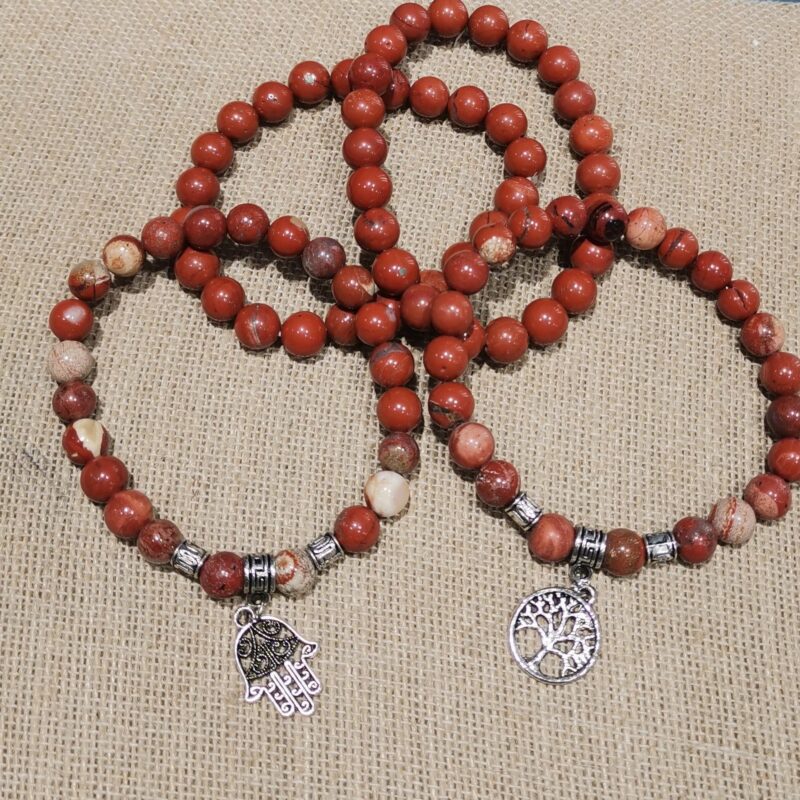 PULSERA MINERAL 8 MM JASPE ROJO