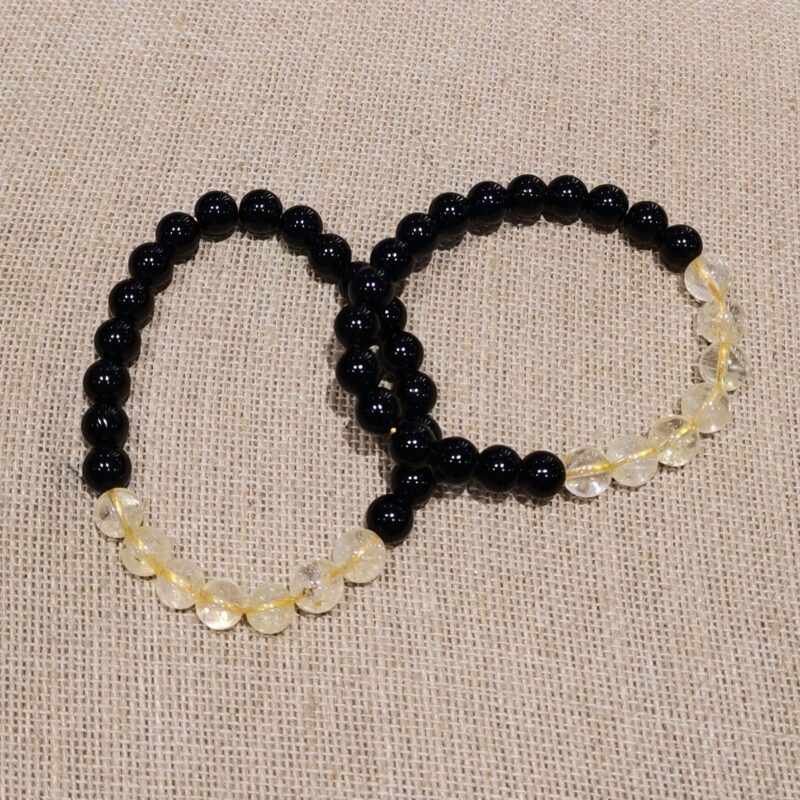 PULSERA MINERAL 8 MM OBSIDIANA Y CITRINO