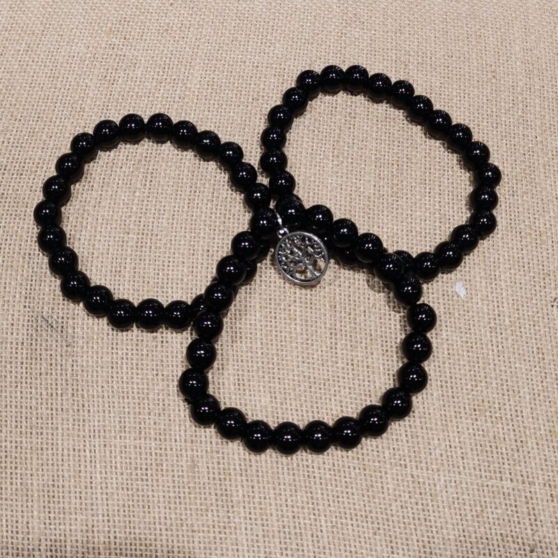 PULSERA MINERAL 8 MM ONIX NEGRO