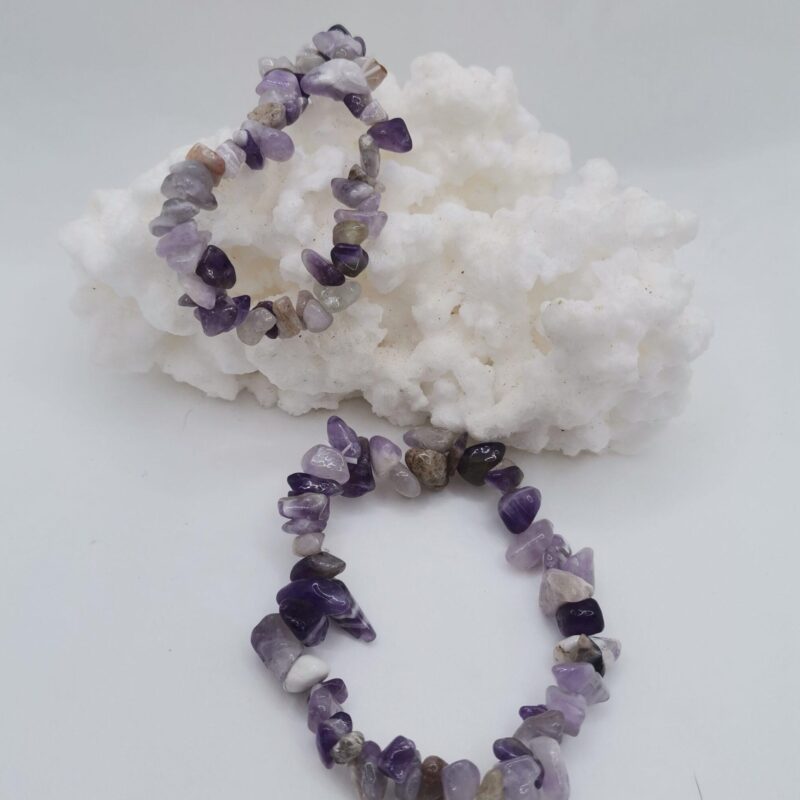 PULSERA MINERAL CHIP AMATISTA
