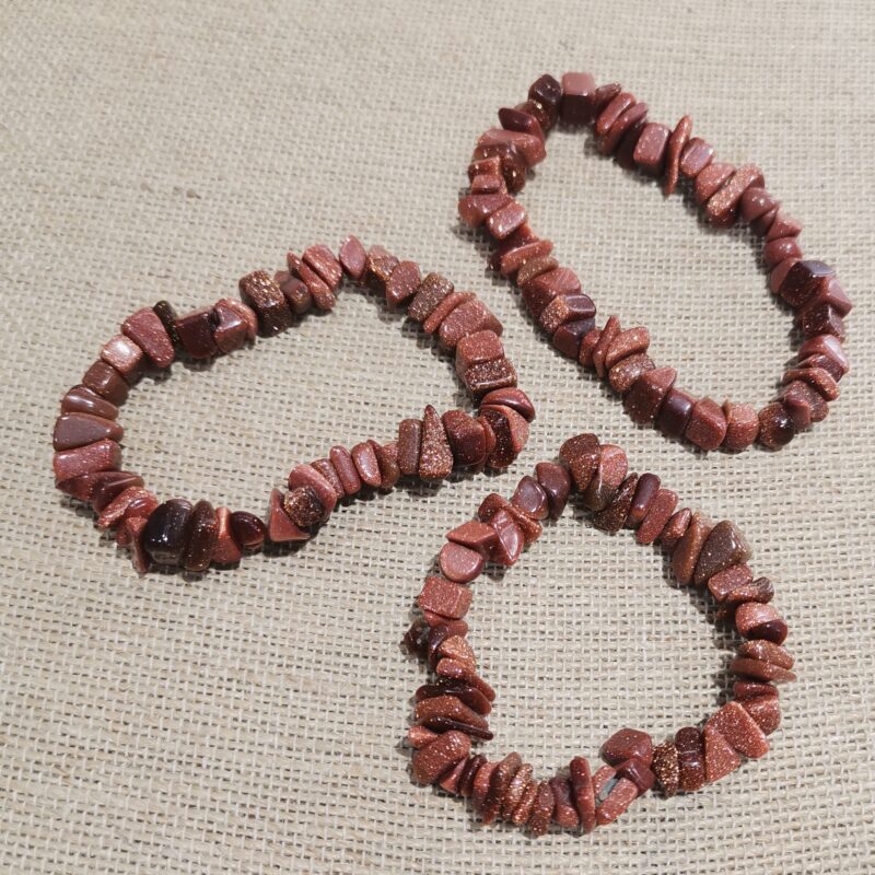 PULSERA MINERAL CHIP AVENTURINA ROJA