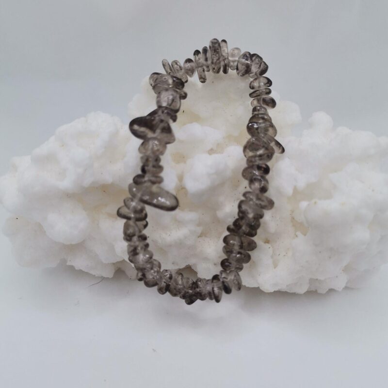 PULSERA MINERAL CHIP CUARZO AHUMADO