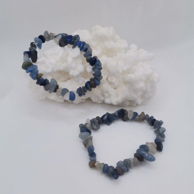 PULSERA MINERAL CHIP CUARZO AZUL