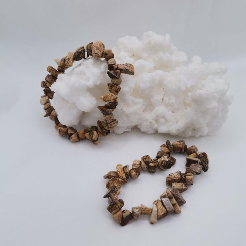 PULSERA MINERAL CHIP JASPE MADERA