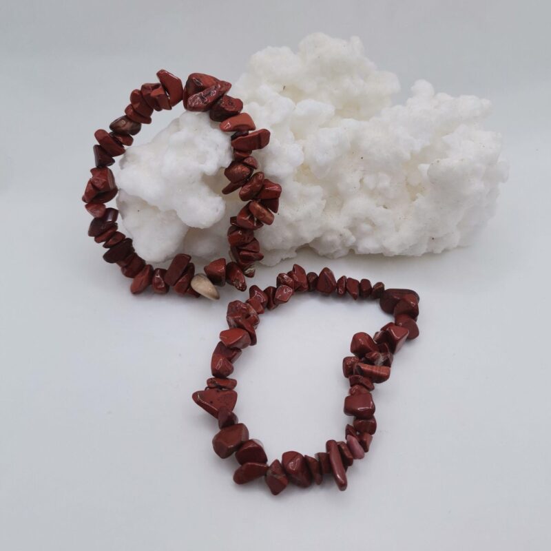 PULSERA MINERAL CHIP JASPE ROJO