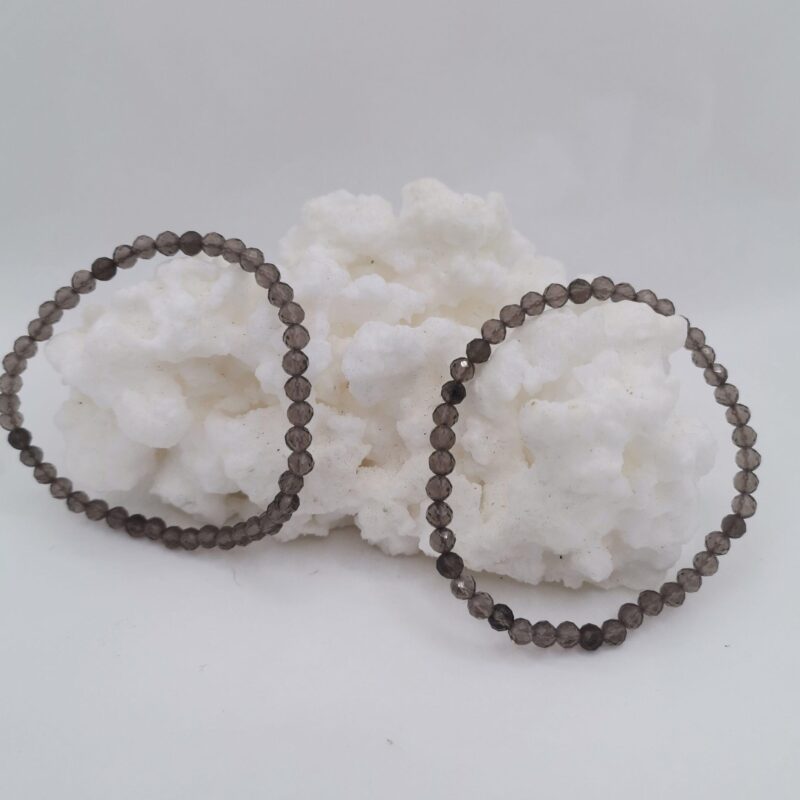 PULSERA MINERAL FLATEADA 4 MM CUARZO AHUMADO
