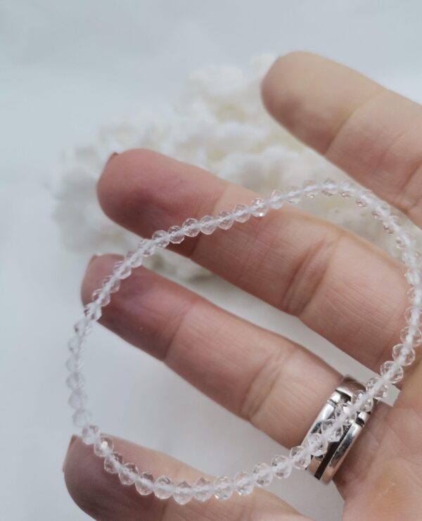 pulsera mineral flateado 4 mm cuarzo blanco