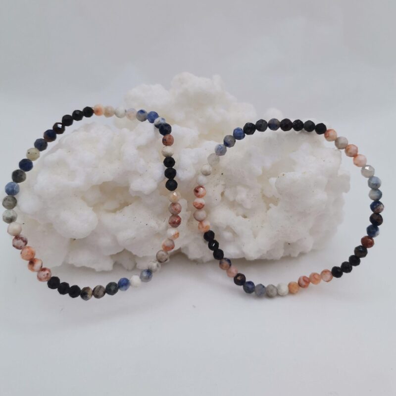 pulsera mineral flateado 4 mm onix, lapislazuli,carneola, piedra luna y angelita