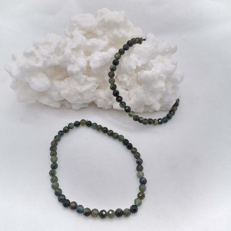 pulsera mineral flateado 4 mm turmalina verde