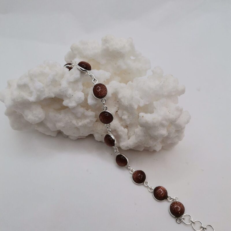 PULSERA PLATA Y AVENTURINA ROJA REDONDA