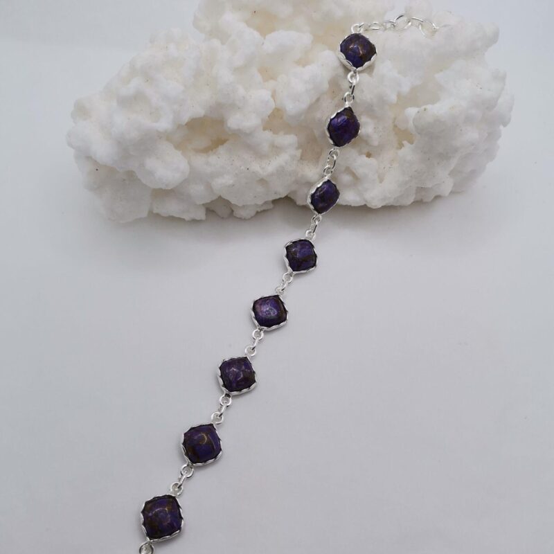 PULSERA PLATA CHAROITA ROMBOS