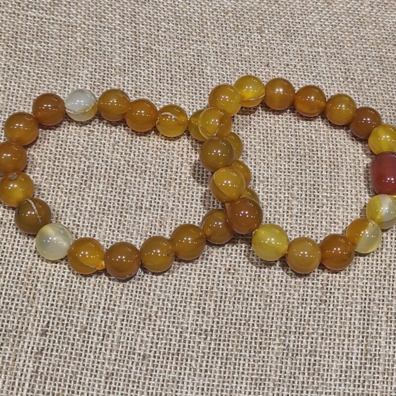 PULSERA MINERAL 10 MM AGATA AMARILLA