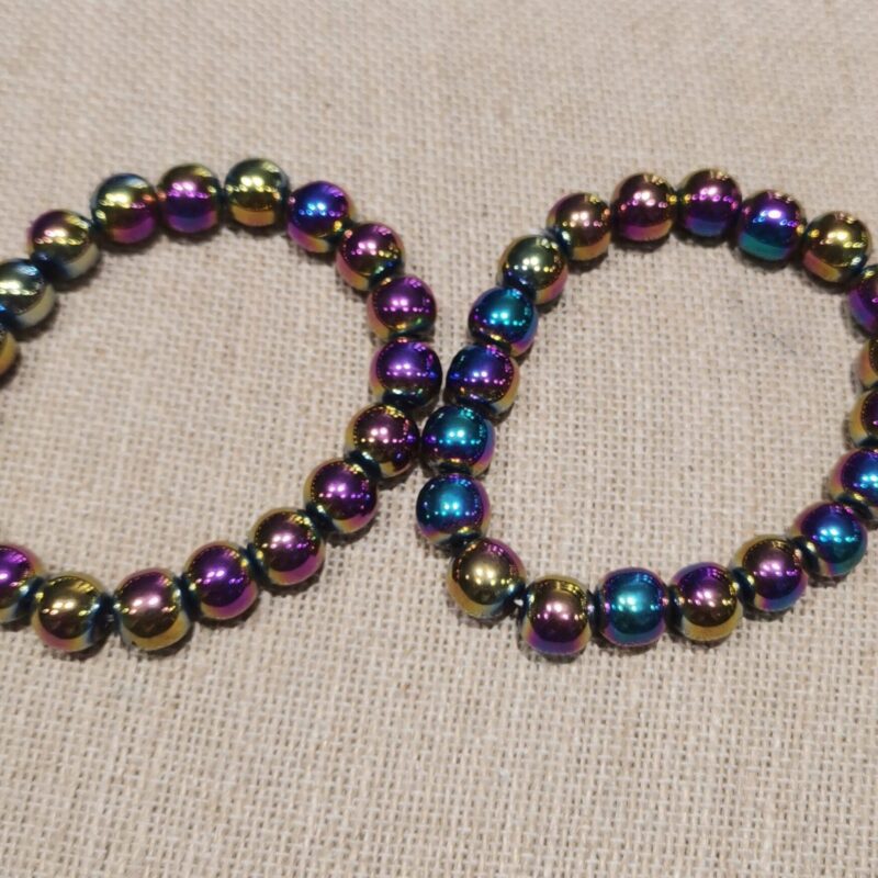PULSERA MINERAL 10 MM HEMATITE TITANIO HOMBRE