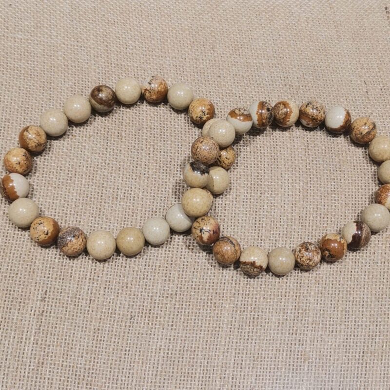 PULSERA MINERAL 10 MM JASPE MADERA HOMBRE
