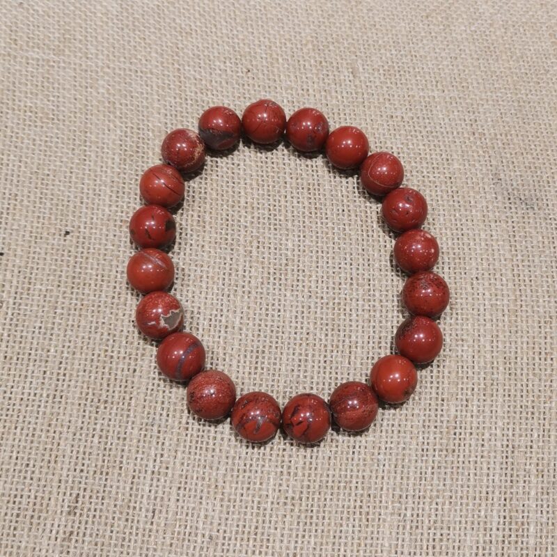 PULSERA MINERAL 10 MM JASPE ROJO HOMBRE