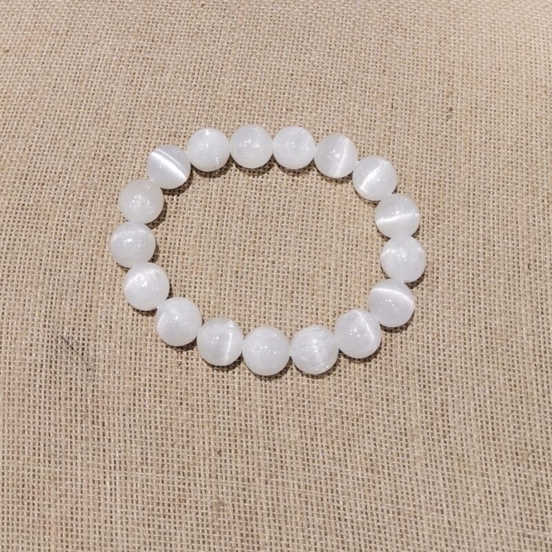 PULSERA MINERAL 10 MM SELENITA BLANCA