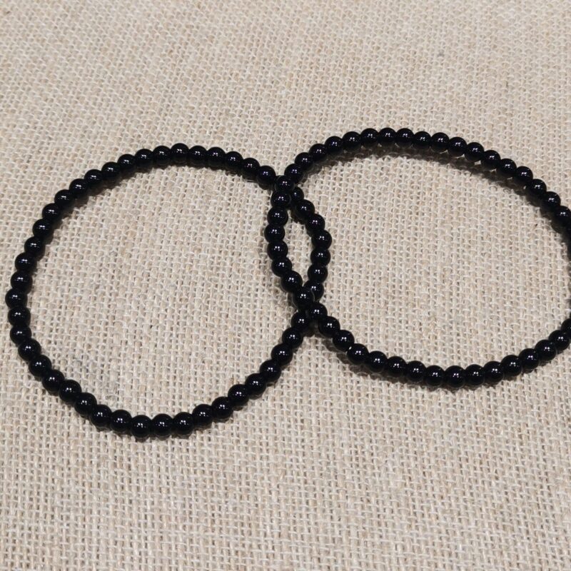 PULSERA MINERAL 4 MM TURMALINA NEGRA