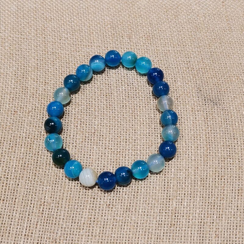 PULSERA MINERAL 8 MM AGATA AZUL